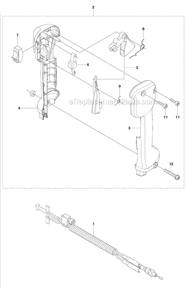 Throttle Controls Diagram and Parts List for 236R 2009-01 Husqvarna Brush Cutter