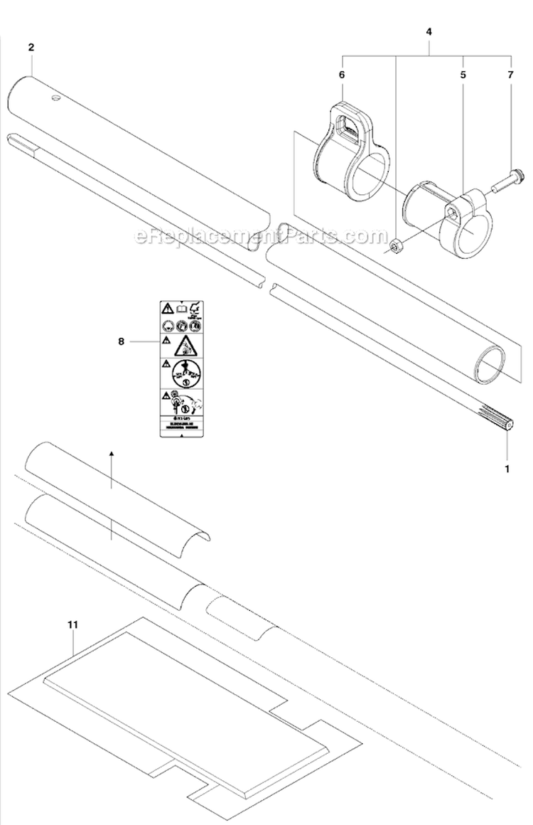 Tube  Shaft Diagram and Parts List for 236R 2009-01 Husqvarna Brush Cutter