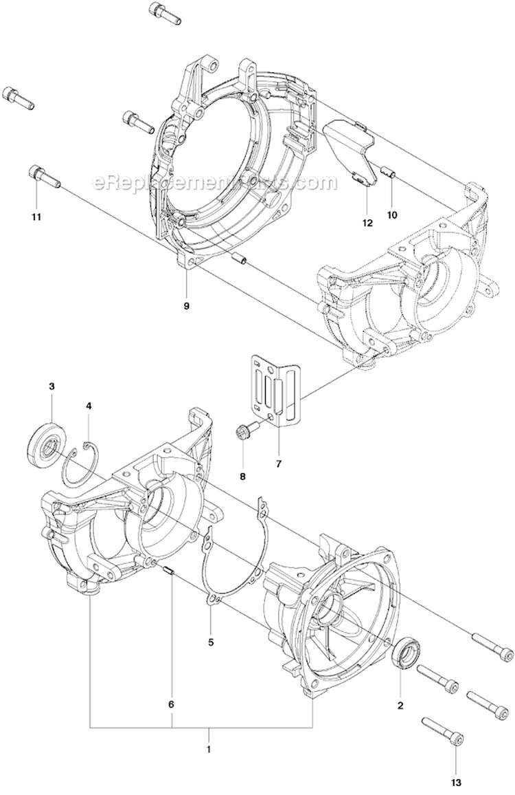 Crankcase Diagram and Parts List for 236R 2009-01 Husqvarna Brush Cutter