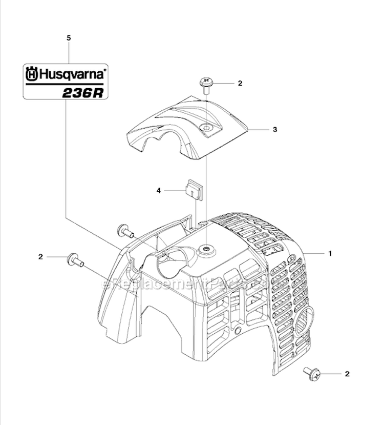 Cylinder Cover Diagram and Parts List for 236R 2009-01 Husqvarna Brush Cutter
