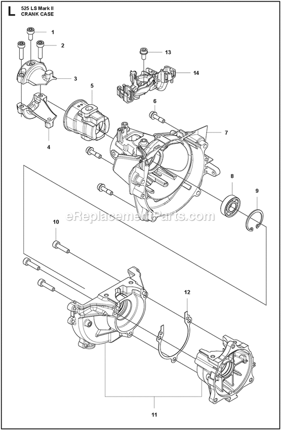 Crankcase Diagram and Parts List for 525LSMARKII  Husqvarna Trimmer