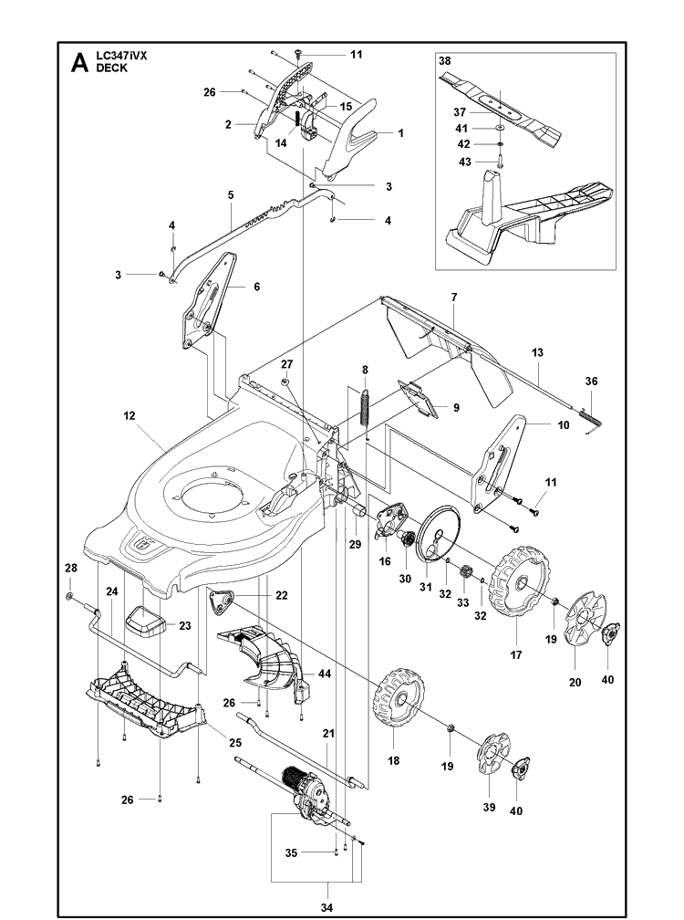 Mower Deck / Cutting Deck Diagram and Parts List for LC347IVX  Husqvarna Lawn Mower