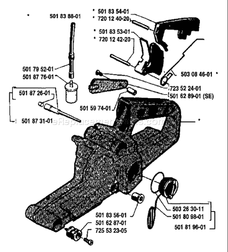 Page K Diagram and Parts List for 238 1984-01 Husqvarna Chainsaw