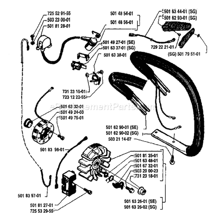 Page E Diagram and Parts List for 238 1984-01 Husqvarna Chainsaw