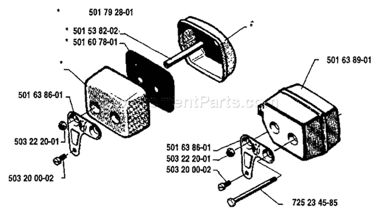Page F Diagram and Parts List for 238 1984-01 Husqvarna Chainsaw