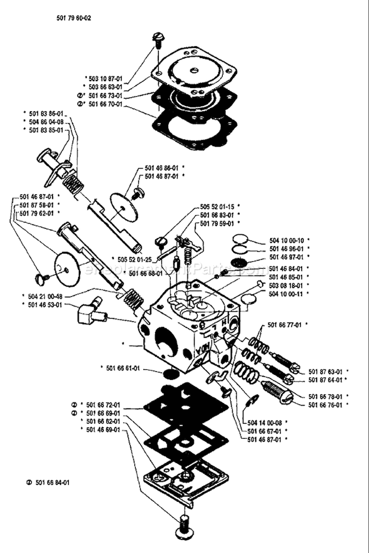 Page B Diagram and Parts List for 238 1985-05 Husqvarna Chainsaw