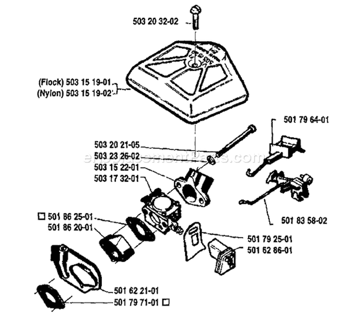 Page A Diagram and Parts List for 238 1985-11 Husqvarna Chainsaw