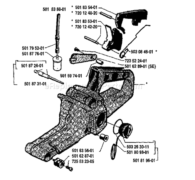 Page L Diagram and Parts List for 238 1985-11 Husqvarna Chainsaw