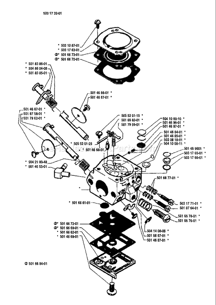 Page B Diagram and Parts List for 238 1985-11 Husqvarna Chainsaw