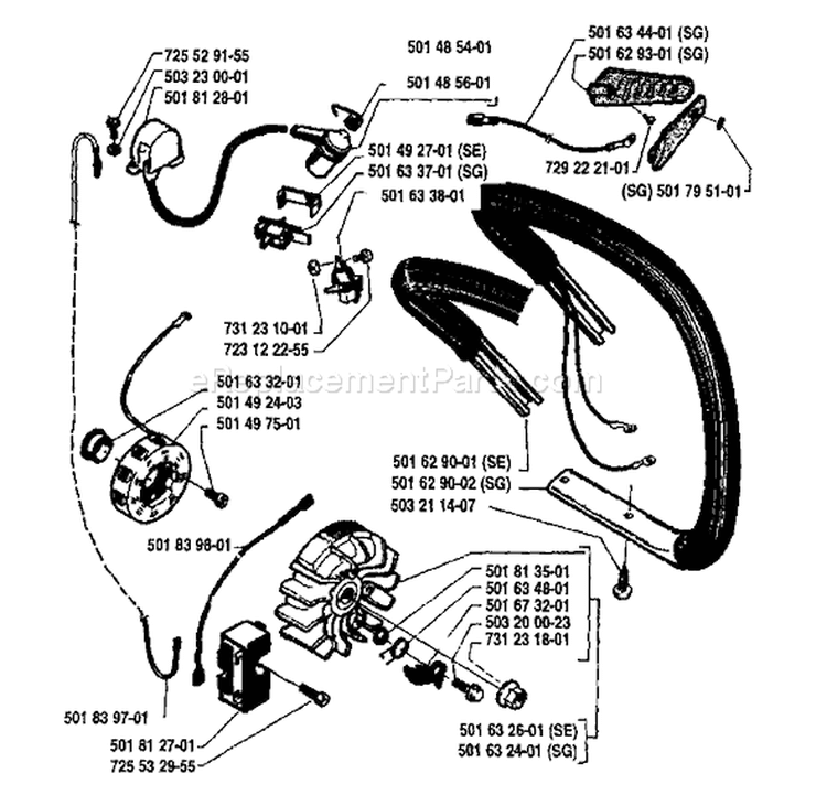 Page F Diagram and Parts List for 238 1985-11 Husqvarna Chainsaw
