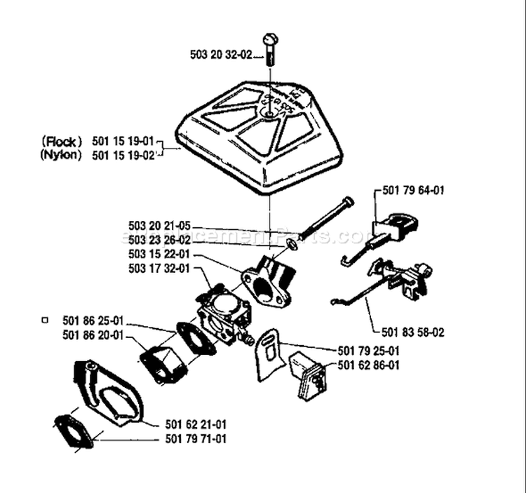 Page A Diagram and Parts List for 238 1986-02 Husqvarna Chainsaw