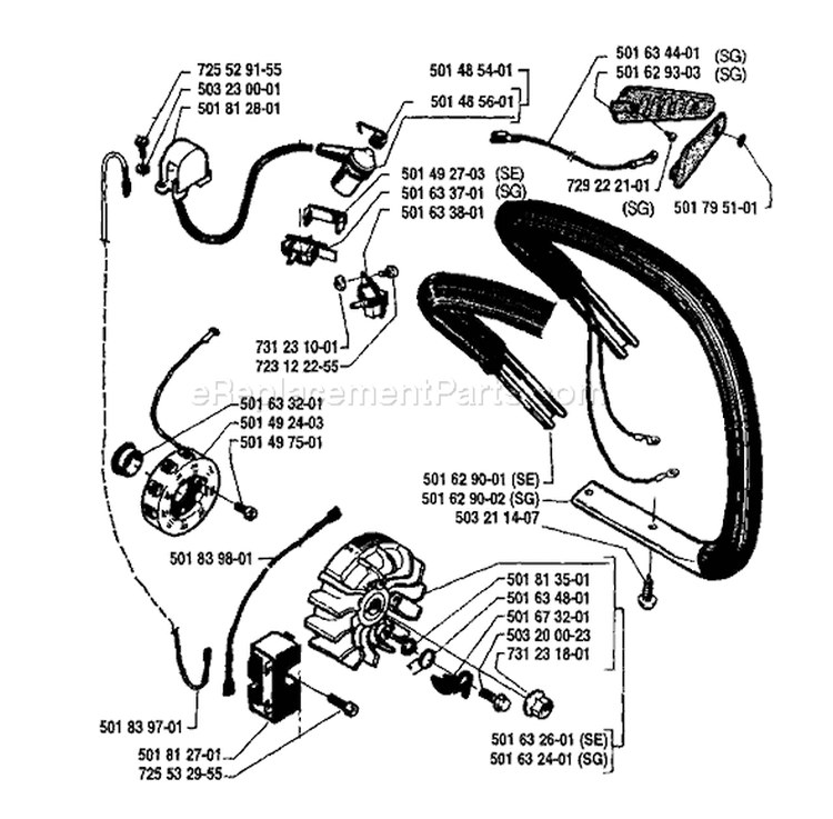 Page F Diagram and Parts List for 238 1986-02 Husqvarna Chainsaw