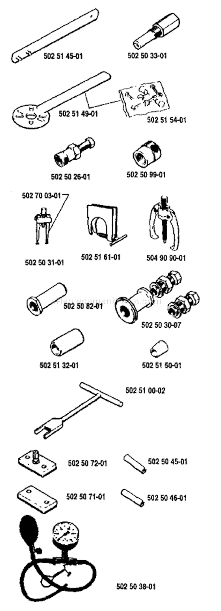 Page J Diagram and Parts List for 238 1985-11 Husqvarna Chainsaw