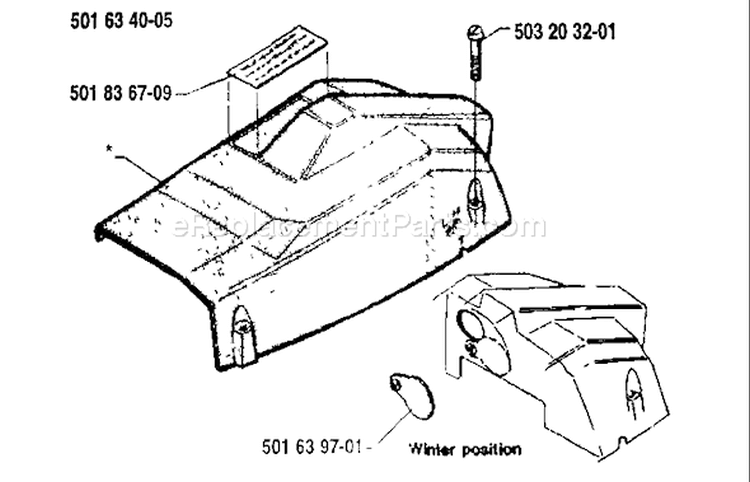 Page M Diagram and Parts List for 238 1986-10 Husqvarna Chainsaw