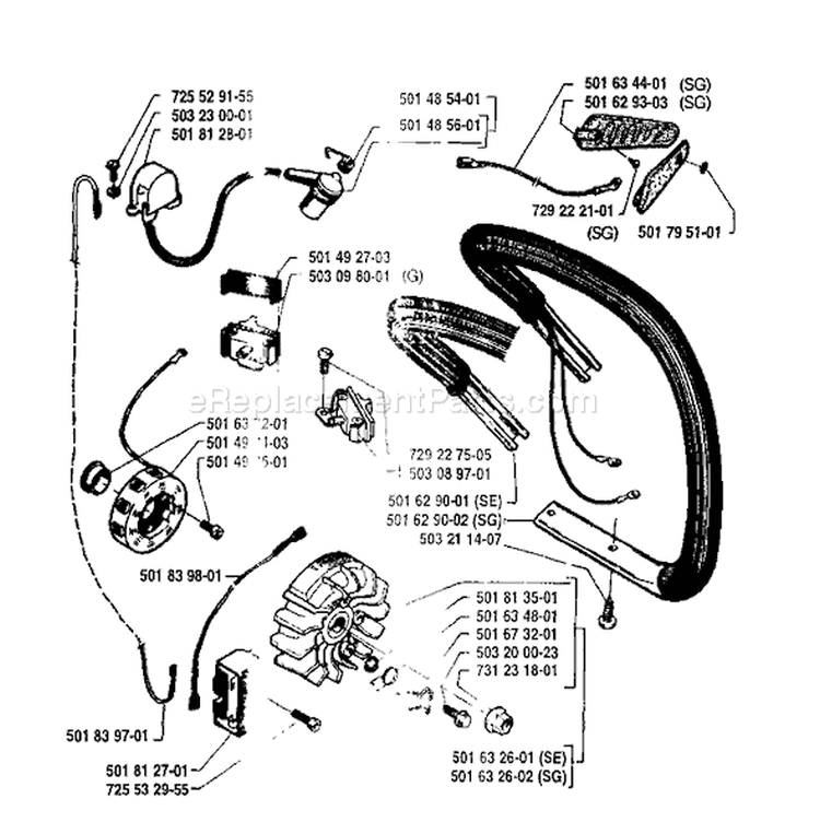 Page F Diagram and Parts List for 238 1986-10 Husqvarna Chainsaw