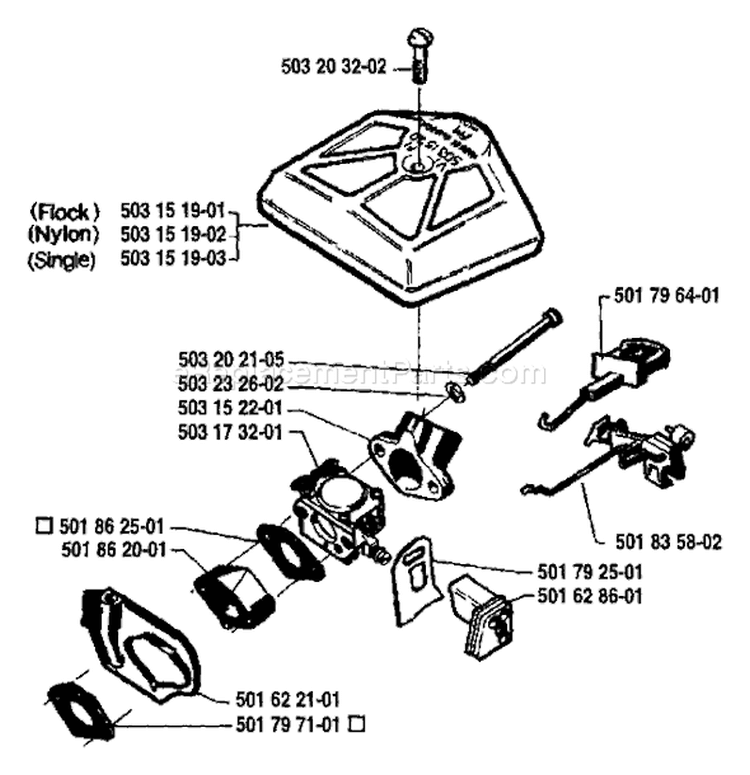 Page A Diagram and Parts List for 238 1987-04 Husqvarna Chainsaw