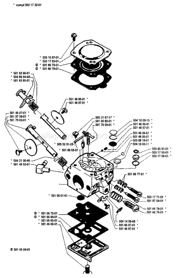 Page B Diagram and Parts List for 238 1987-04 Husqvarna Chainsaw