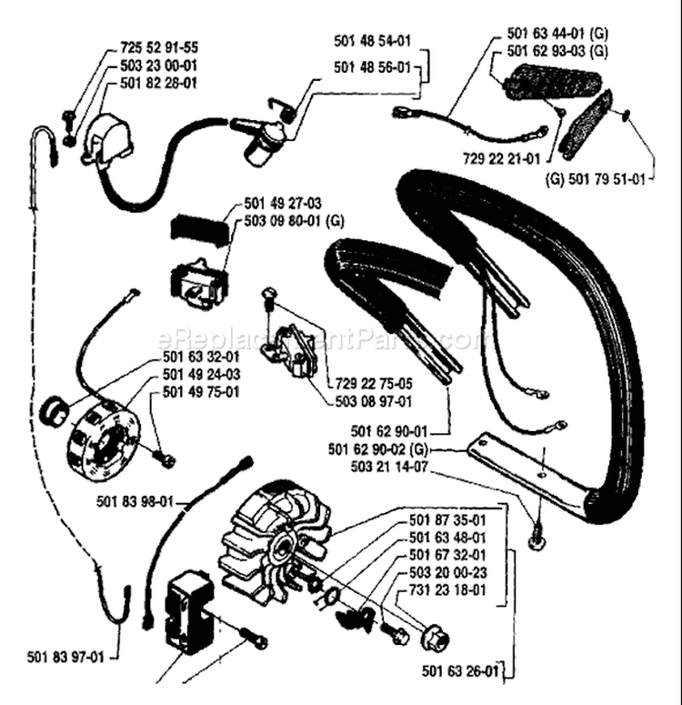 Page F Diagram and Parts List for 238 1987-04 Husqvarna Chainsaw