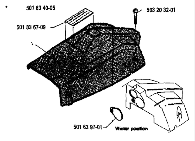 Page M Diagram and Parts List for 238 1987-11 Husqvarna Chainsaw
