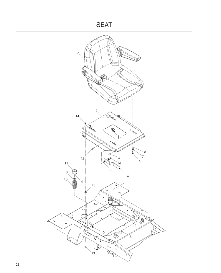 Seat Diagram and Parts List for EZ4624 (968999688)(2008-08) Husqvarna Lawn Mower