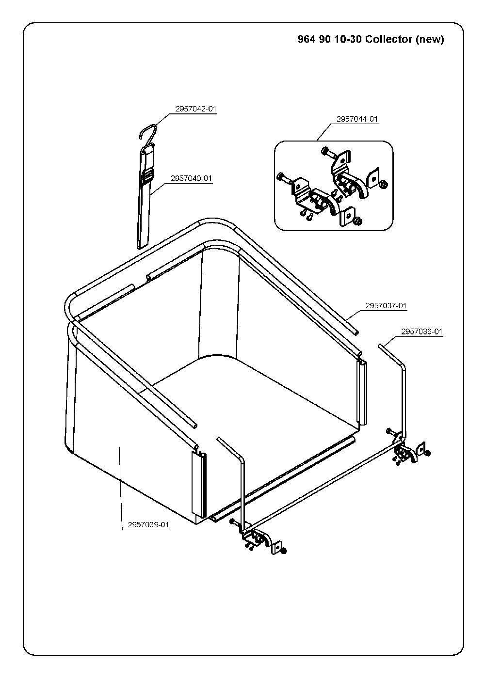 Bagger Diagram and Parts List for 40 (400,54,540,64,964901030)(2009-09) Husqvarna Lawn Tractor Accessories