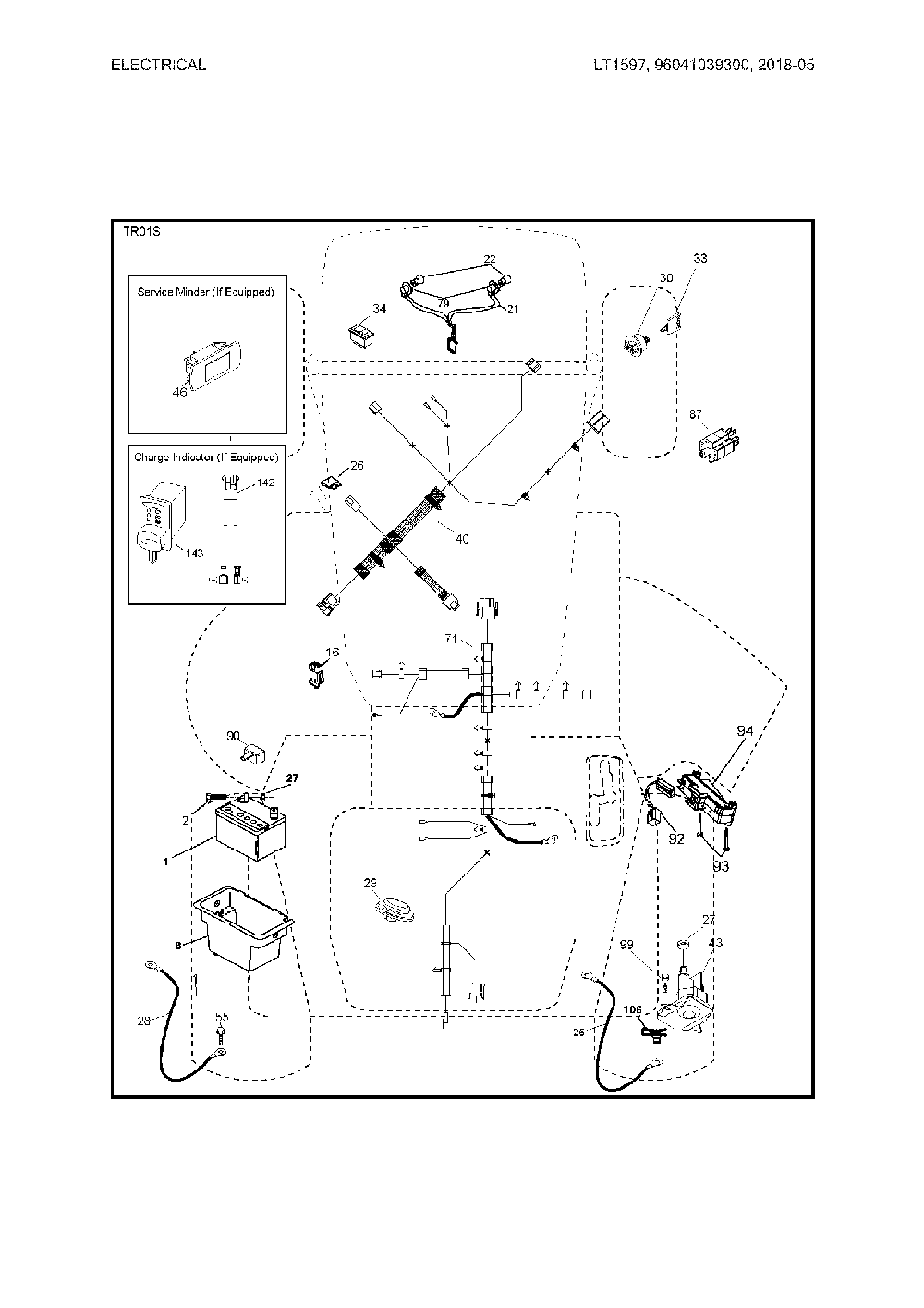 Electrical Diagram and Parts List for LT1597-96041039300  Husqvarna Lawn Tractor