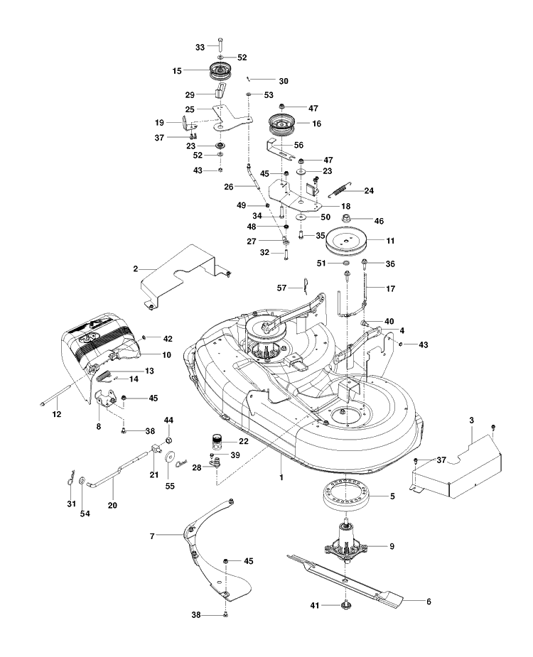 Mower Deck / Cutting Deck Diagram and Parts List for RZ4216 (966698701)(2012-02) Husqvarna Lawn Mower