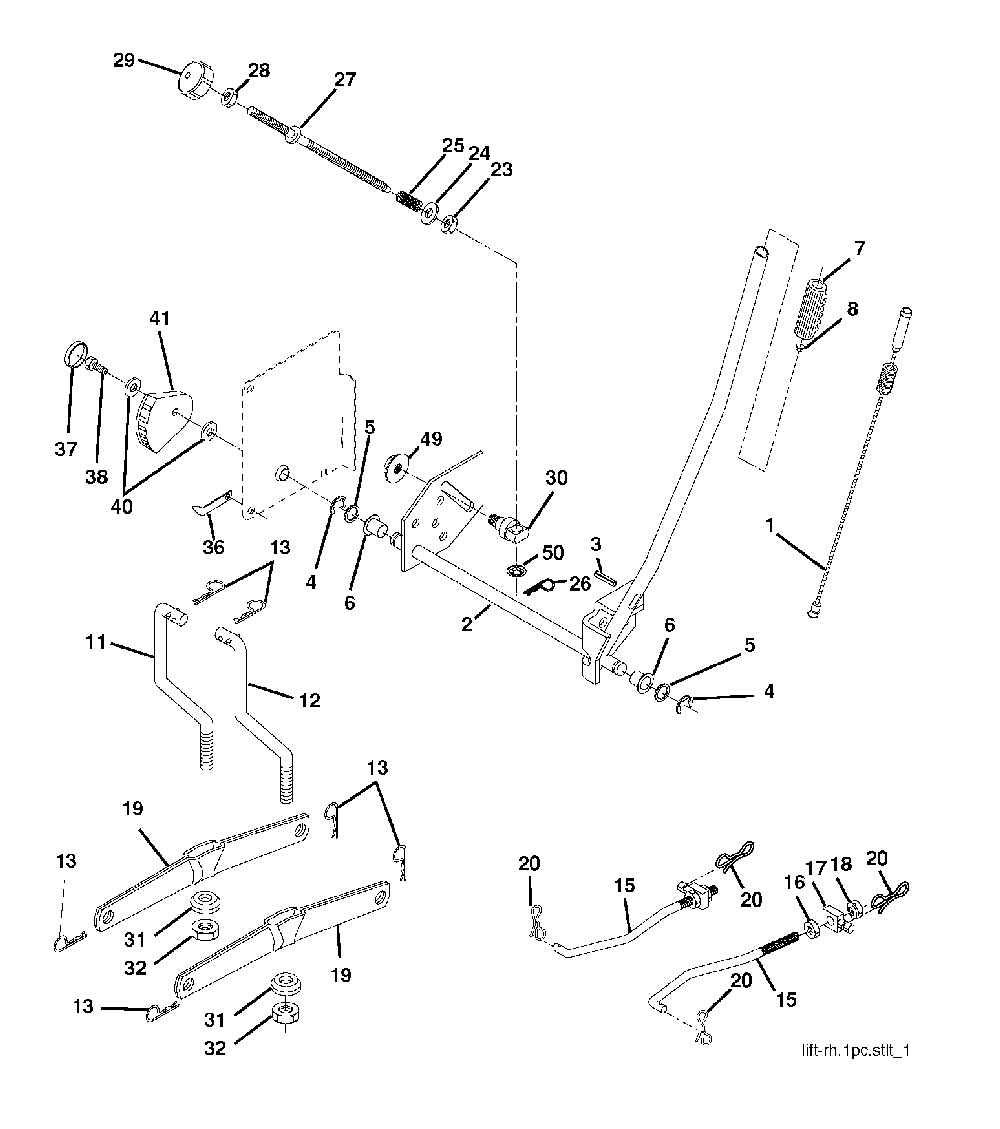 Mower Lift / Deck Lift Diagram and Parts List for CTH200TWIN (96061026200)(2010-01) Husqvarna Lawn Tractor