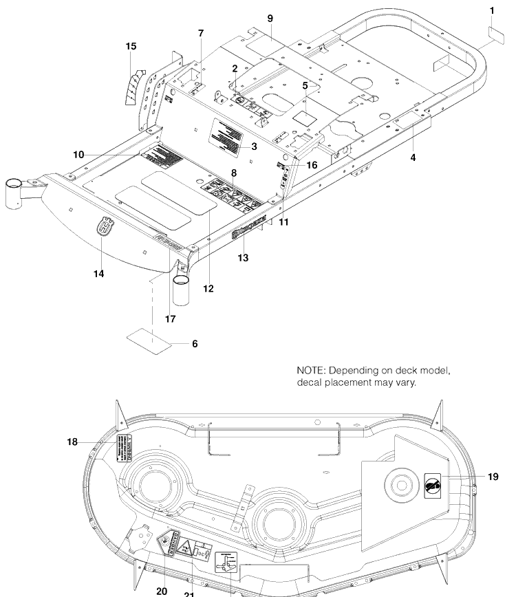 Decals Diagram and Parts List for RZ4219 (96521501)(2010-01) Husqvarna Lawn Mower