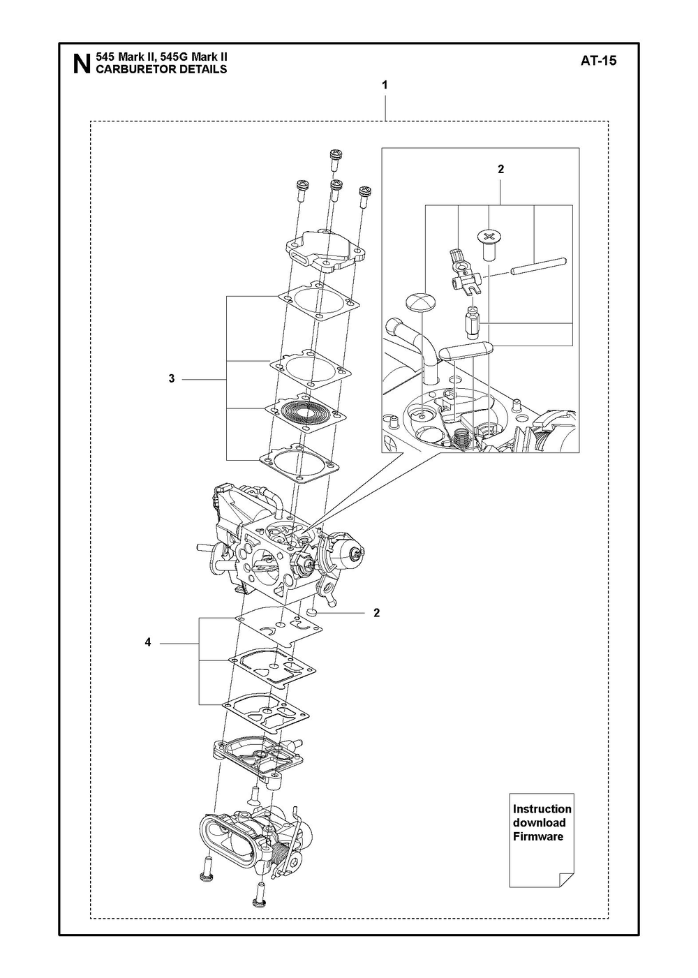 Carburetor Details Diagram and Parts List for 545GMARKII  Husqvarna Chainsaw