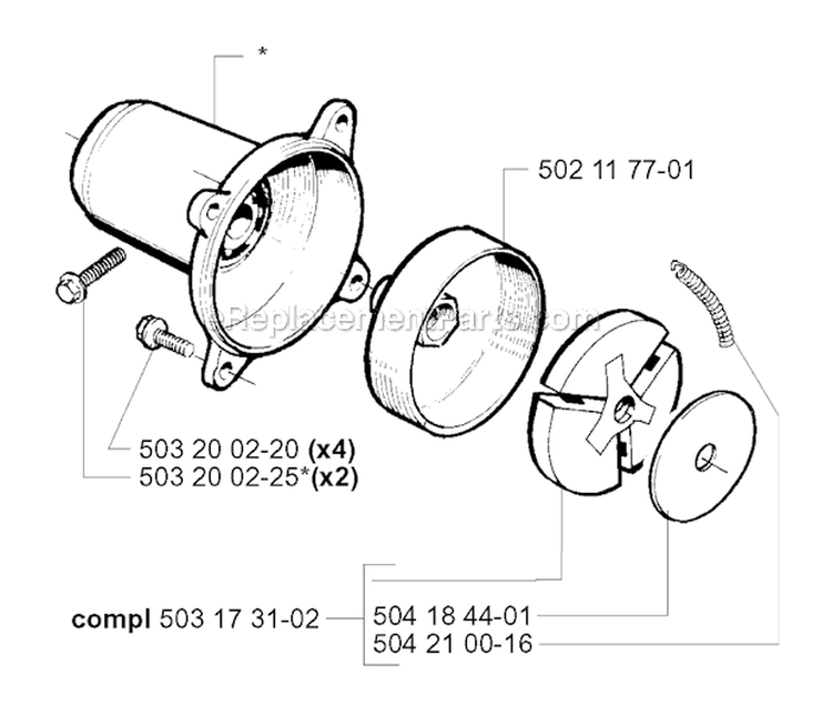 Clutch Diagram and Parts List for 240EPA 2001-01 Husqvarna Brush Cutter