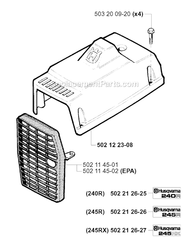 Cylinder Cover Diagram and Parts List for 240EPA 2001-01 Husqvarna Brush Cutter