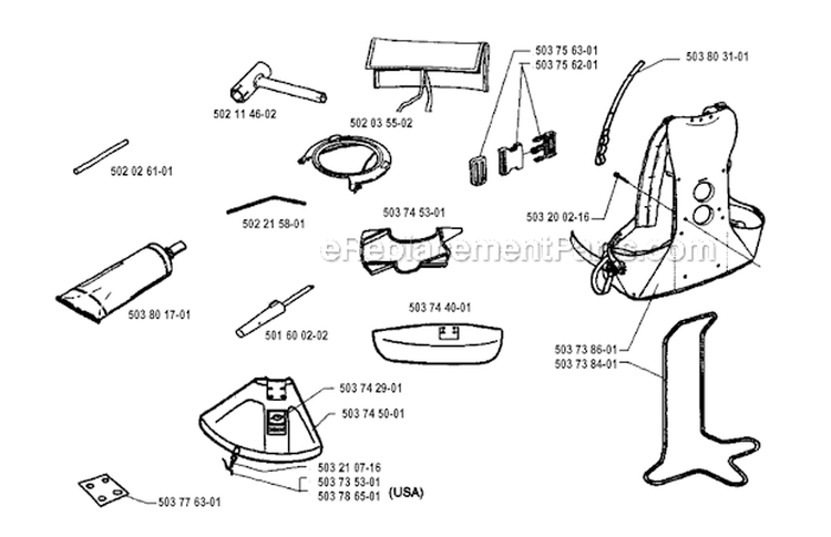 Accessories Diagram and Parts List for 240RBD 1995-01 Husqvarna Brush Cutter