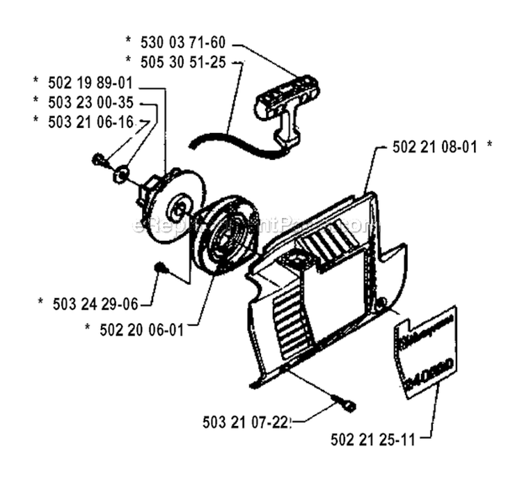 Starter Diagram and Parts List for 240RBD 1995-01 Husqvarna Brush Cutter