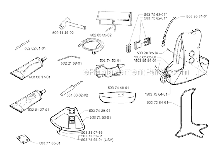 Accessories Diagram and Parts List for 240RBD 1997-02 Husqvarna Brush Cutter