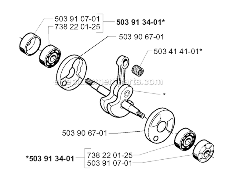 Crankshaft Diagram and Parts List for 240RBD 1997-02 Husqvarna Brush Cutter