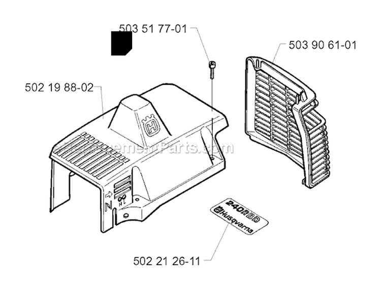 Cylinder Cover Diagram and Parts List for 240RBD 1997-02 Husqvarna Brush Cutter
