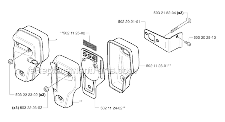 Muffler Diagram and Parts List for 240REPA 2002-08 Husqvarna Brush Cutter