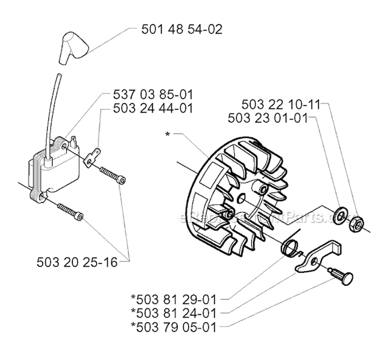 Ignition System Diagram and Parts List for 240RJ 2000-04 Husqvarna Brush Cutter