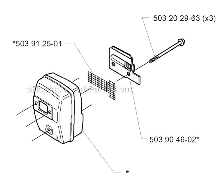 Muffler Diagram and Parts List for 240RJ 2000-04 Husqvarna Brush Cutter