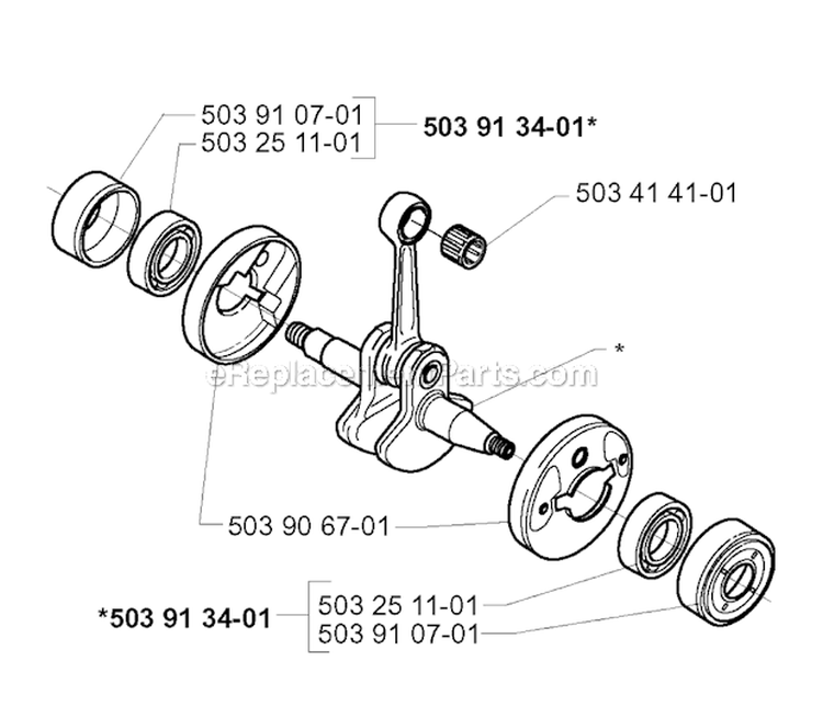Crankshaft Diagram and Parts List for 240RJ 2000-04 Husqvarna Brush Cutter
