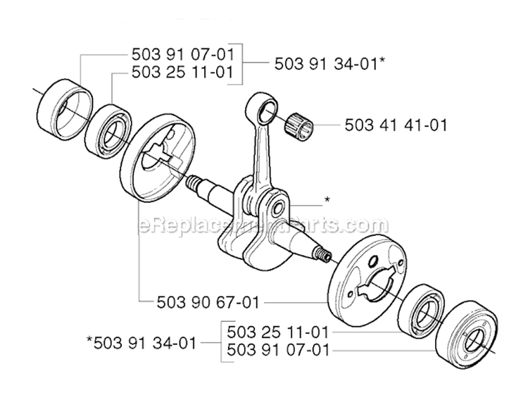 Crankshaft Diagram and Parts List for 240RJ 2002-09 Husqvarna Brush Cutter