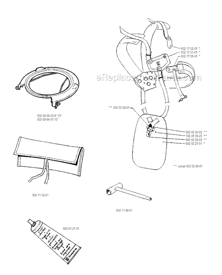 Accessories Diagram and Parts List for 240R 1990-01 Husqvarna Brush Cutter