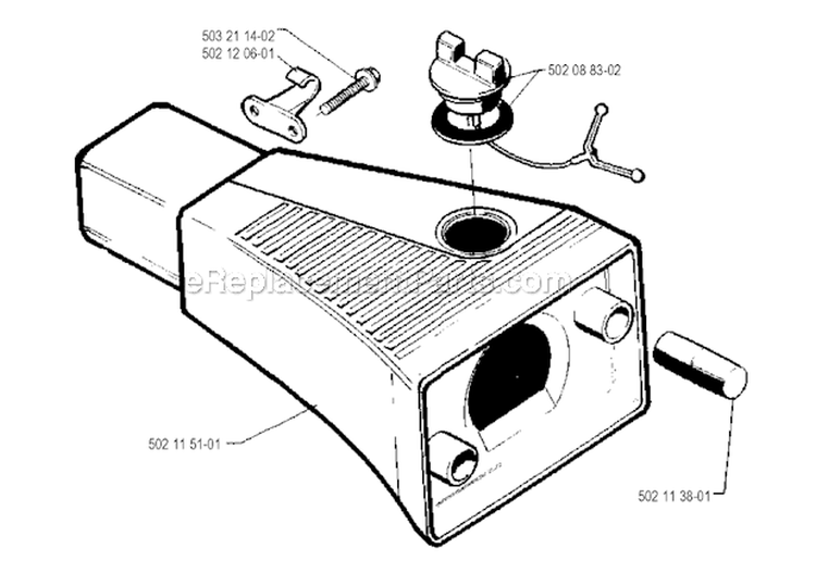 Fuel Tank Diagram and Parts List for 240R 1990-01 Husqvarna Brush Cutter