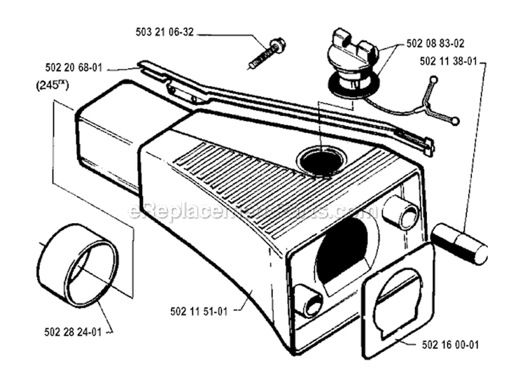 Fuel Tank Diagram and Parts List for 240R 1994-04 Husqvarna Brush Cutter