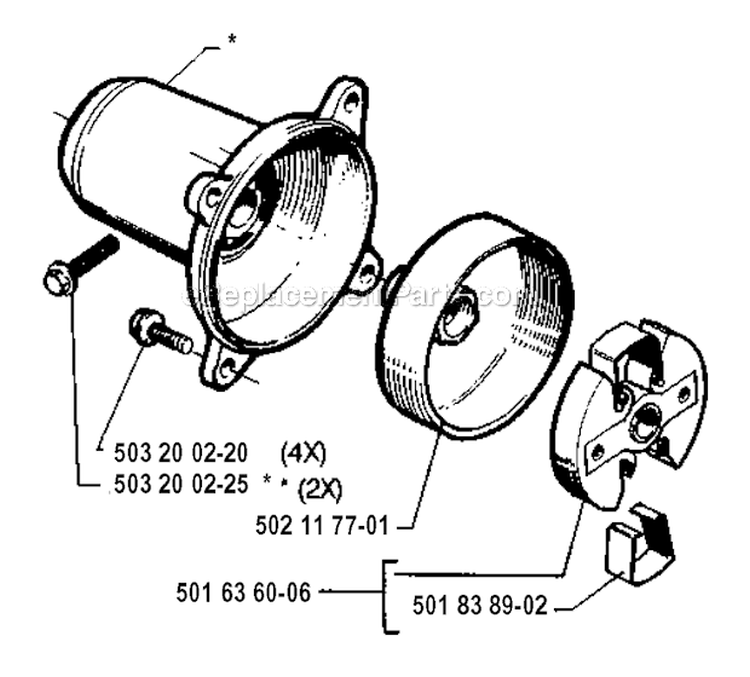 Clutch Diagram and Parts List for 240R 1994-04 Husqvarna Brush Cutter