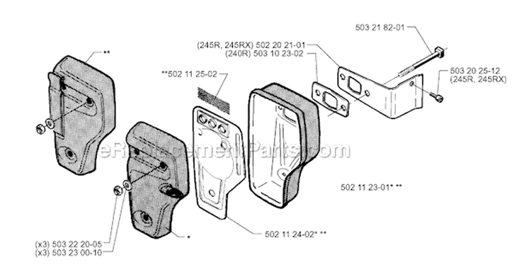 Muffler Diagram and Parts List for 240R 1996-06 Husqvarna Brush Cutter