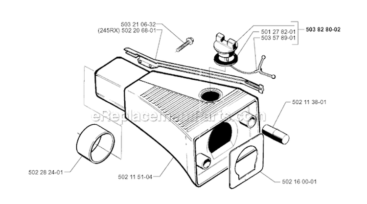 Fuel Tank Diagram and Parts List for 240R 1998-10 Husqvarna Brush Cutter