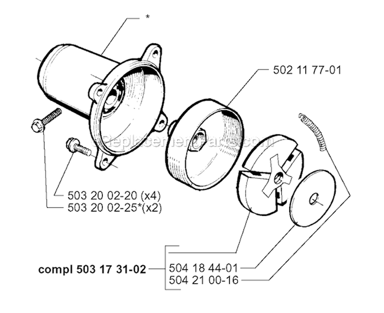 Clutch Diagram and Parts List for 240R 1998-10 Husqvarna Brush Cutter