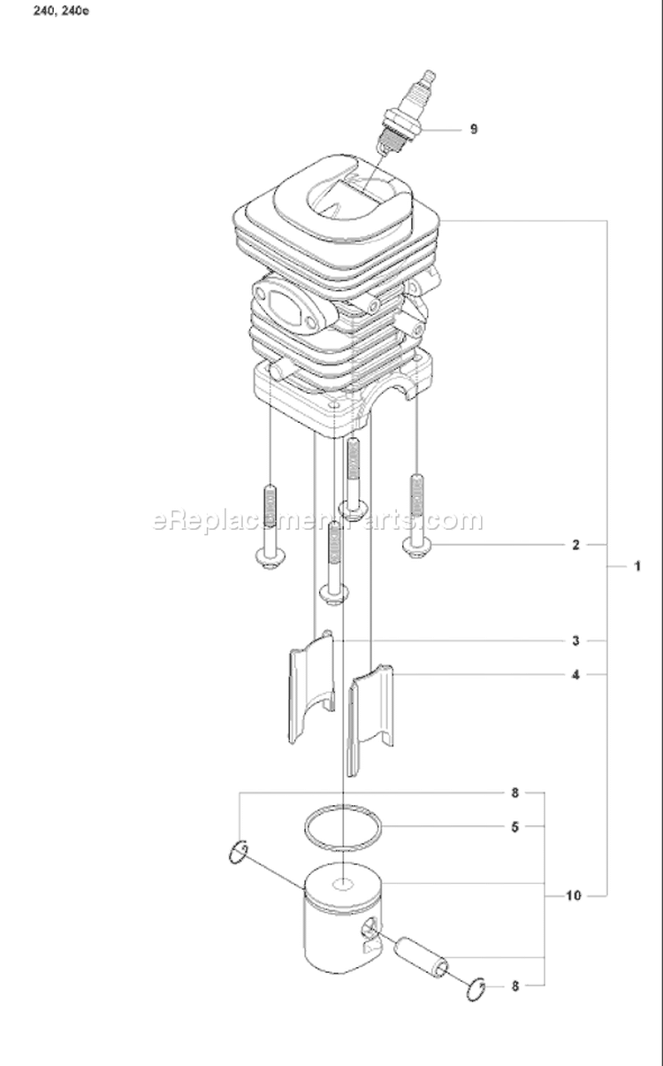 Page G Diagram and Parts List for 240 2008-01 Husqvarna Chainsaw